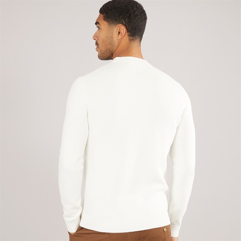 Selected Homme Mens Dane Long Sleeve Structured Crew Neck Jumper Bright White