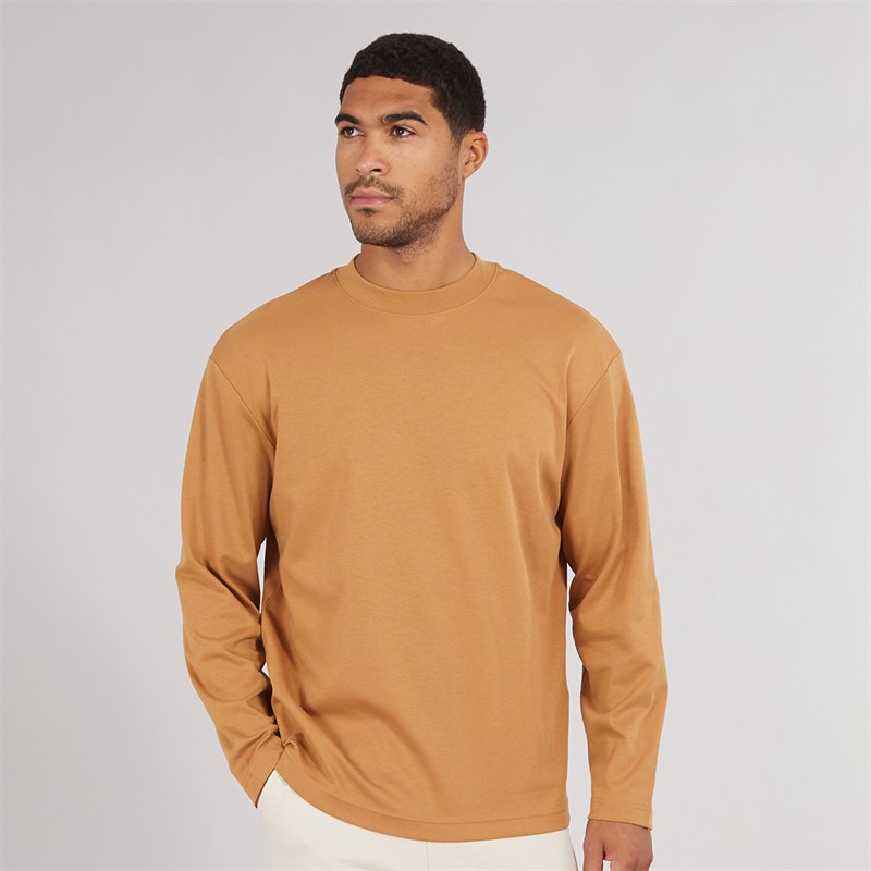 Selected Homme Mens Relax-Dani Long Sleeve Interlock T-Shirt Chipmunk - Size L