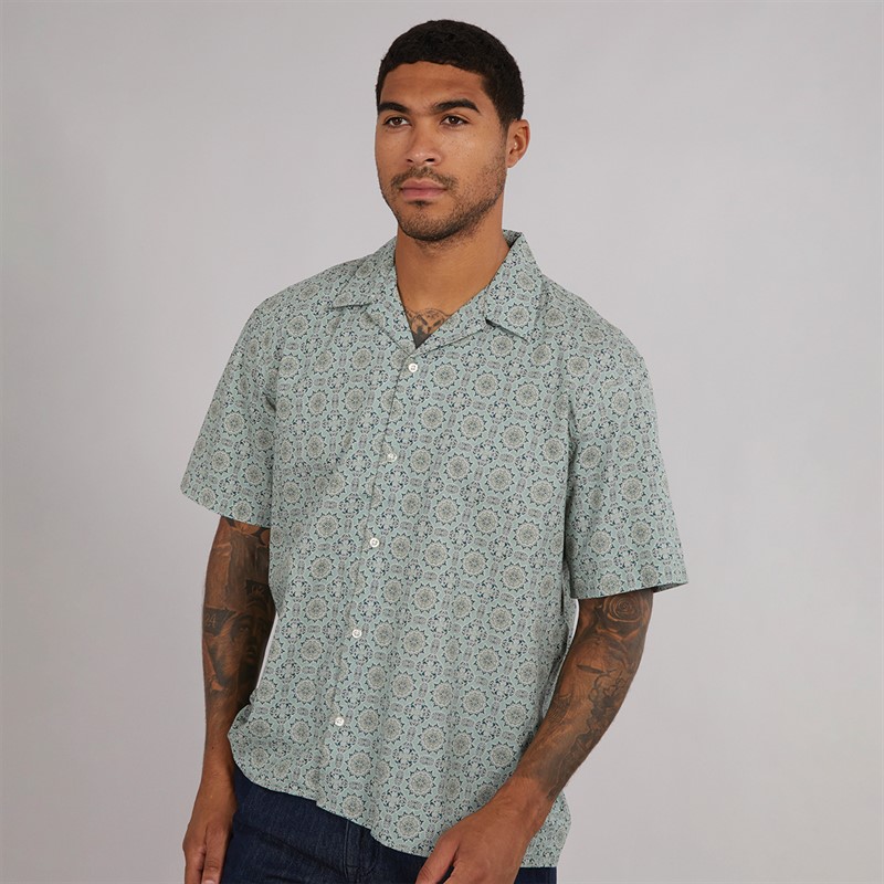 Selected Homme Mens Relaxsun Short Sleeve Resort Shirt Iceberg Green/Mosaic