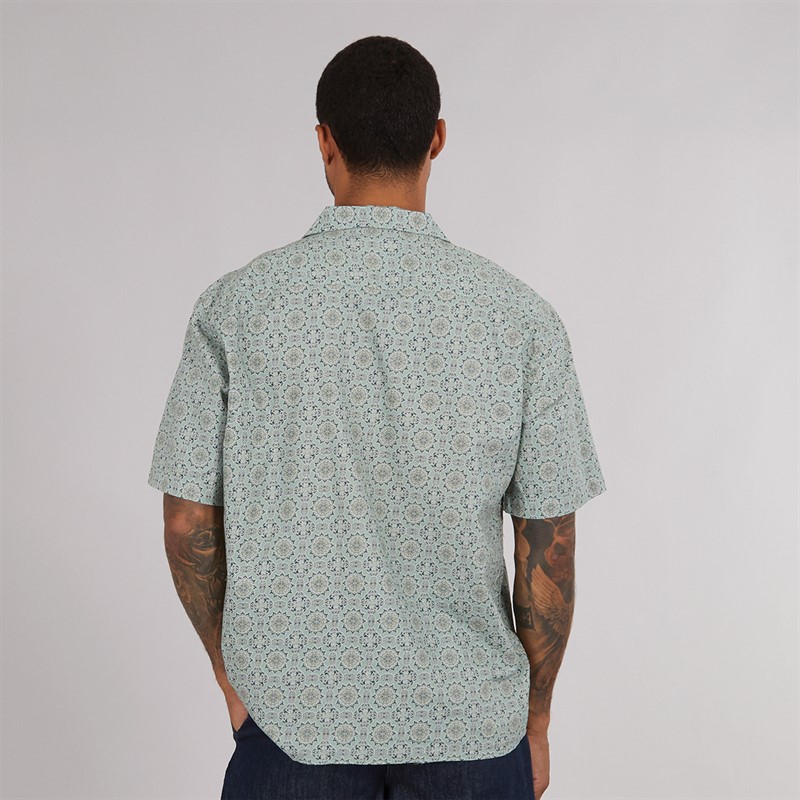 Selected Homme Mens Relaxsun Short Sleeve Resort Shirt Iceberg Green/Mosaic