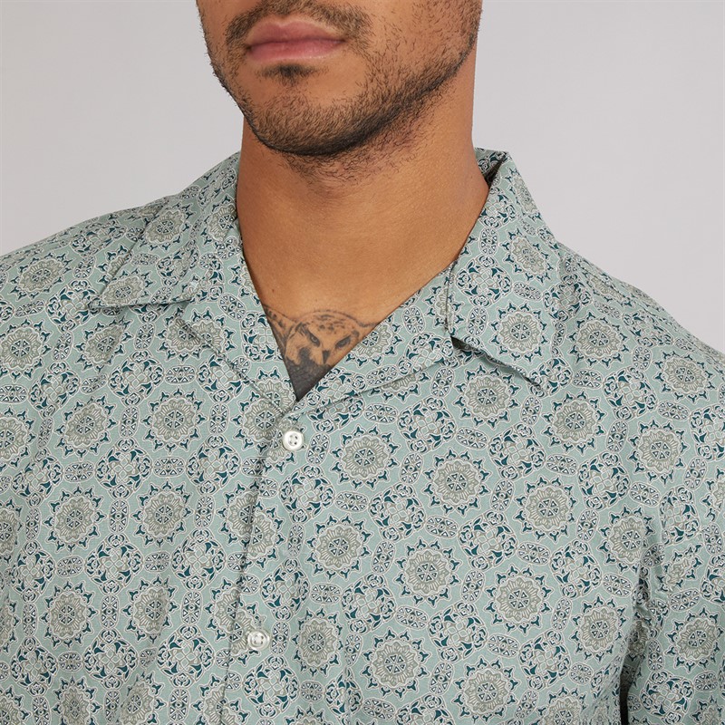 Selected Homme Mens Relaxsun Short Sleeve Resort Shirt Iceberg Green/Mosaic