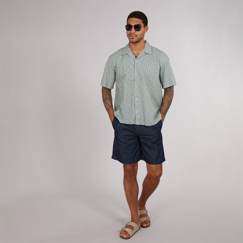 Selected Homme Mens Relaxsun Short Sleeve Resort Shirt Iceberg Green/Mosaic