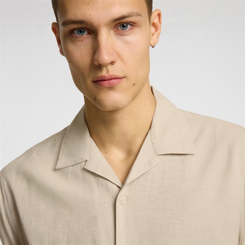 Selected Homme Mens Relaxsun Short Sleeve Shirt Resort Pure Cashmere