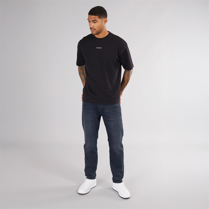 Selected Homme Mens Loose Oscar Logo T-Shirt Black