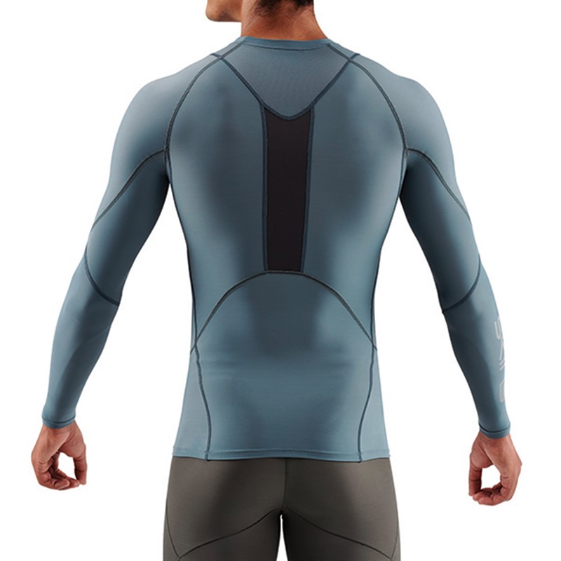 SKINS Mens Series-3 Compression Long Sleeve Top Blue Grey