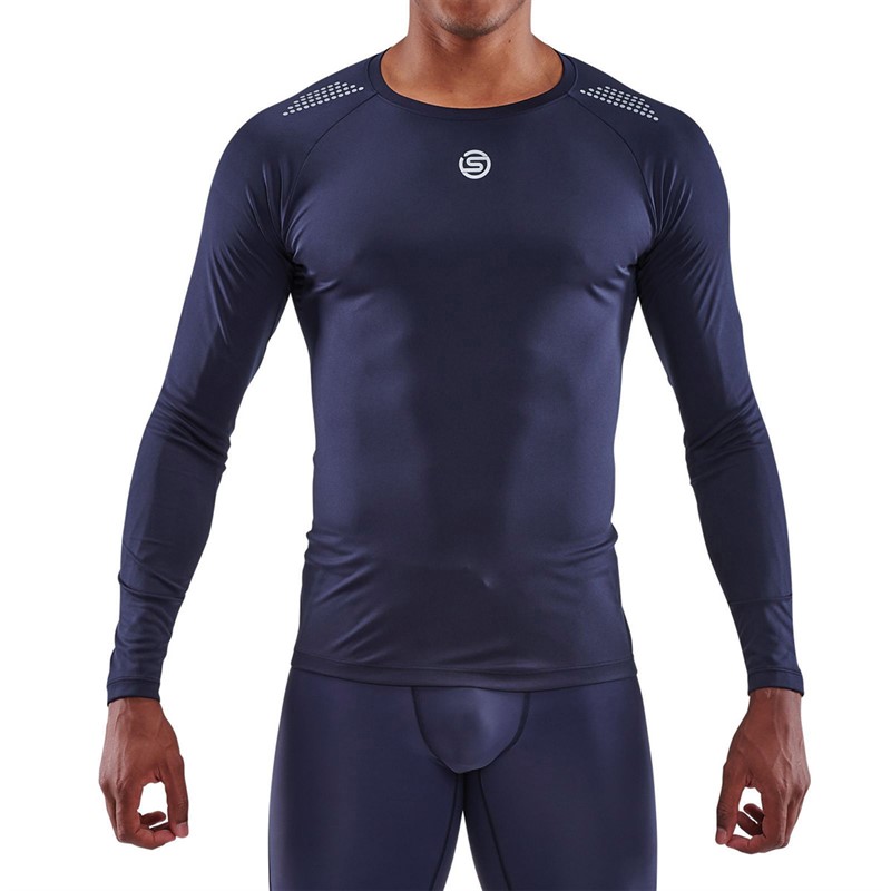 SKINS Mens Series-3 Long Sleeve Top Navy Blue