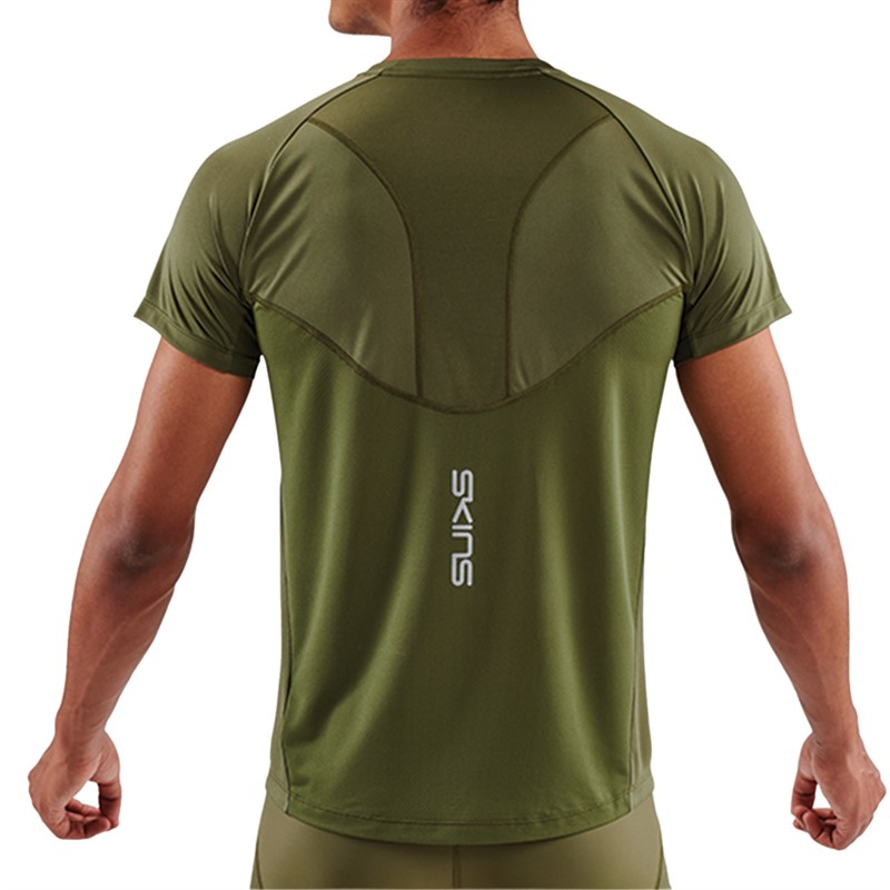 SKINS Mens Series-3 Short Sleeve Top Khaki
