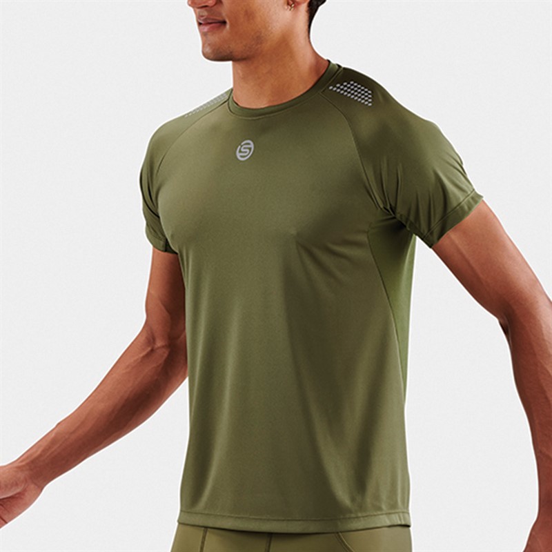 SKINS Mens Series-3 Short Sleeve Top Khaki