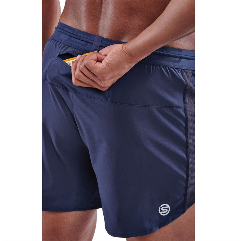 SKINS Mens Series-3 Run Shorts Navy Blue