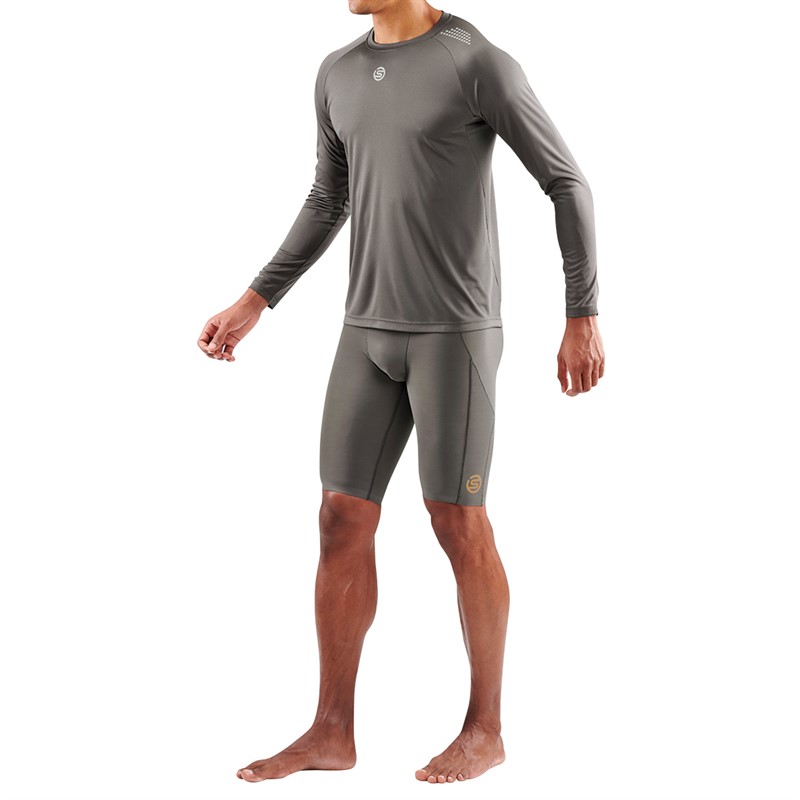 SKINS Mens Series-3 Long Sleeve Top Charcoal