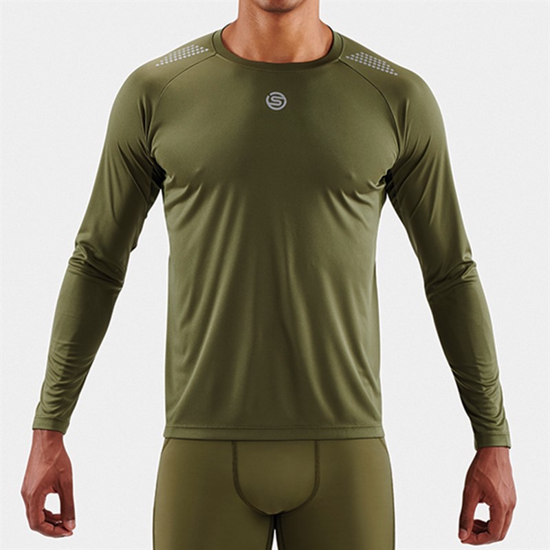 SKINS Mens Series-3 Long Sleeve Top Khaki