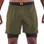 SKINS Mens Series-3 Compression Superpose 2 In 1 Half Tight Shorts Black/Olive