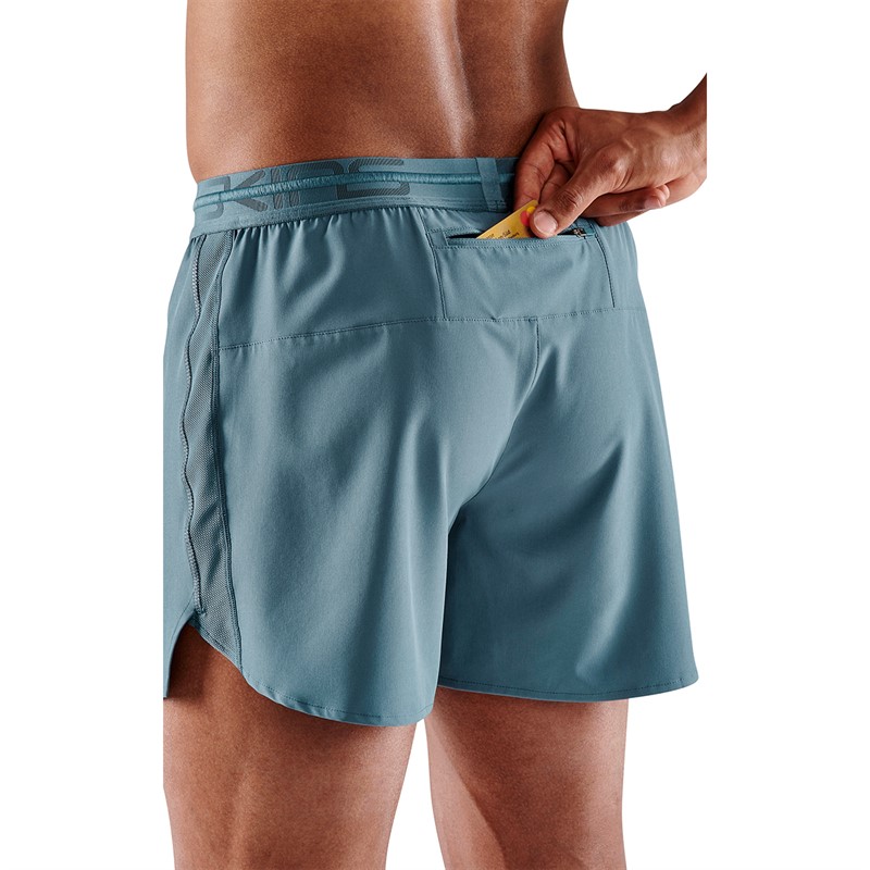 SKINS Mens Series-3 Run Shorts Blue Grey