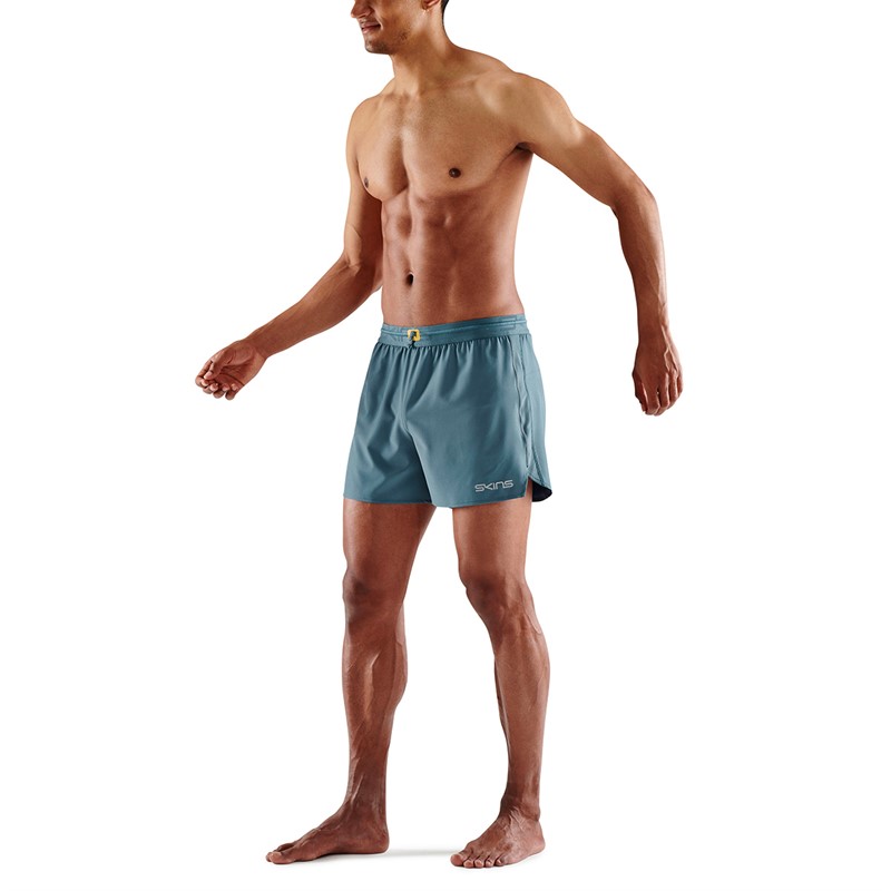SKINS Mens Series-3 Run Shorts Blue Grey