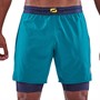 SKINS Mens Series-3 Compression Superpose 2 In 1 Half Tight Shorts Navy Cyan