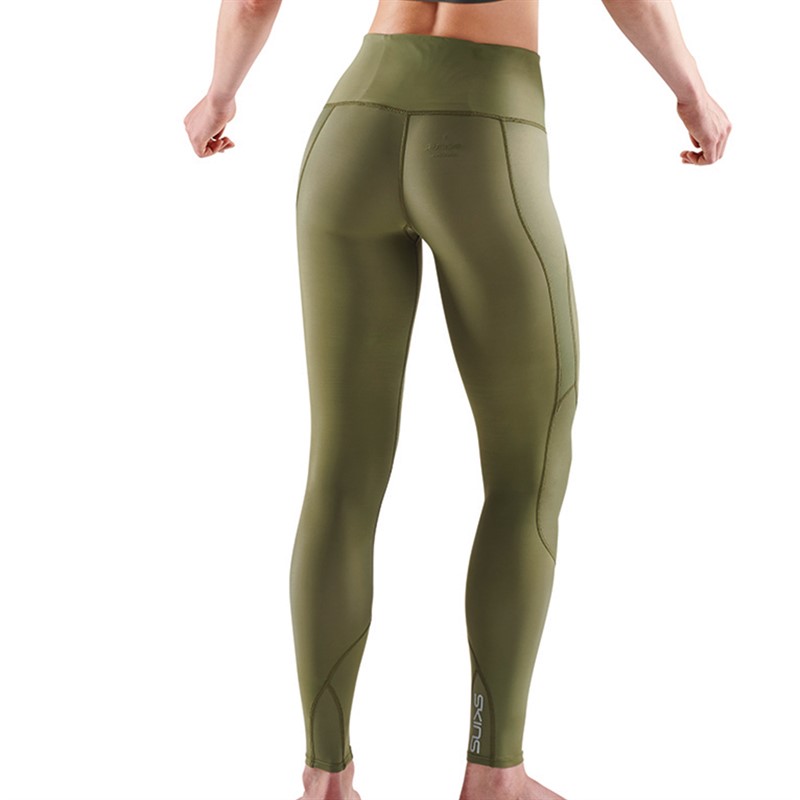 SKINS Womens Series-3 Compression Skyscraper Long Tights Khaki