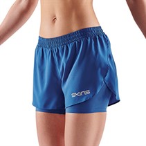 SKINS Womens Series-3 Compression Superpose 2 In 1 Half Tight Shorts Marine Blue