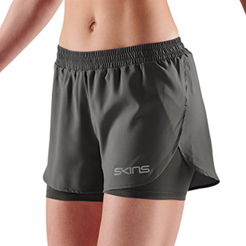 SKINS Womens Series-3 X-fit 2 In 1 Shorts Charcoal