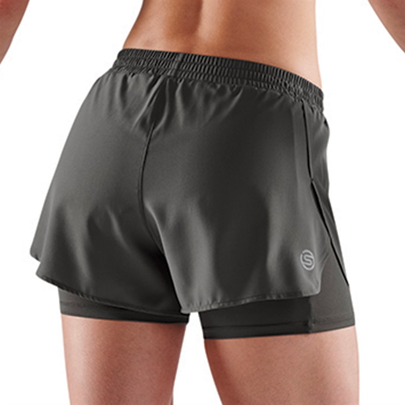 SKINS Womens Series-3 X-fit 2 In 1 Shorts Charcoal