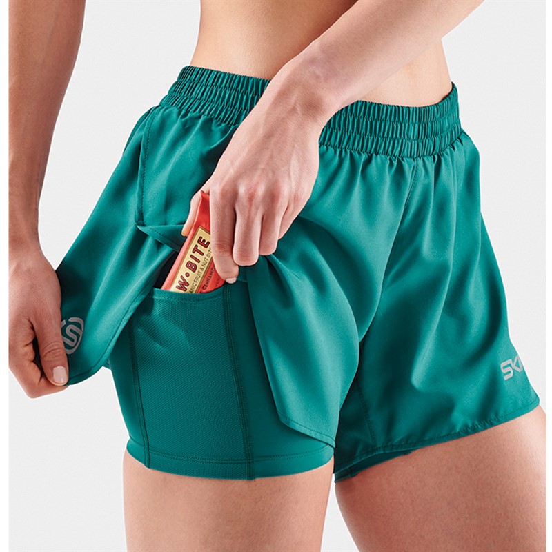 SKINS Womens Series-3 X-fit 2 In 1 Shorts Teal