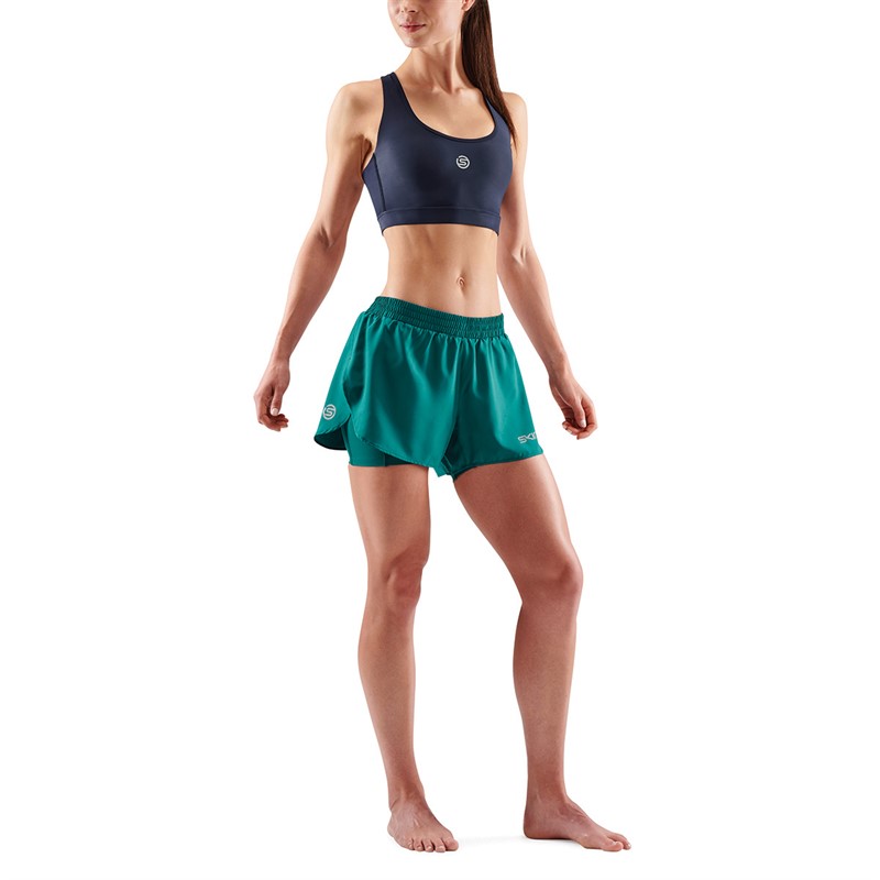 SKINS Womens Series-3 X-fit 2 In 1 Shorts Teal