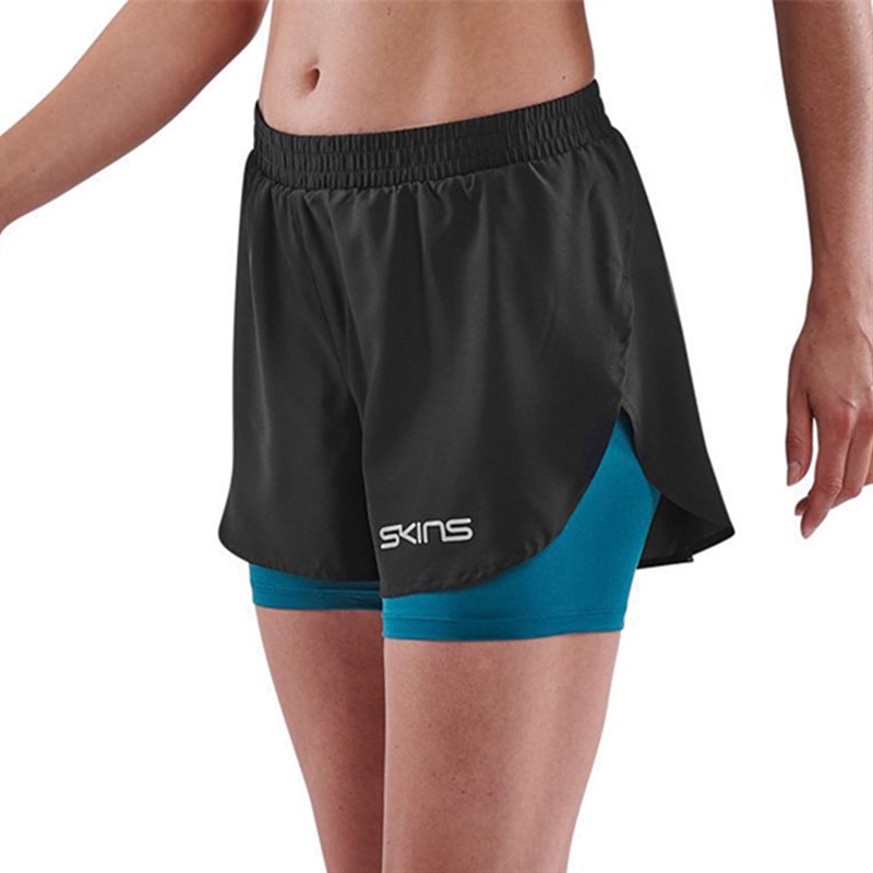 SKINS Womens Series-3 X-fit 2 In 1 Shorts Black