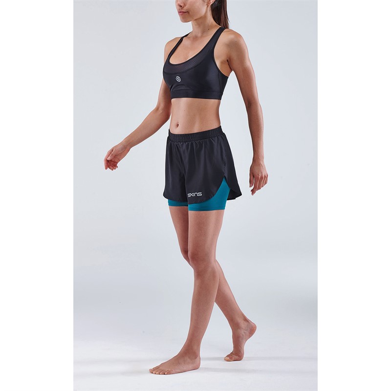 SKINS Womens Series-3 X-fit 2 In 1 Shorts Black