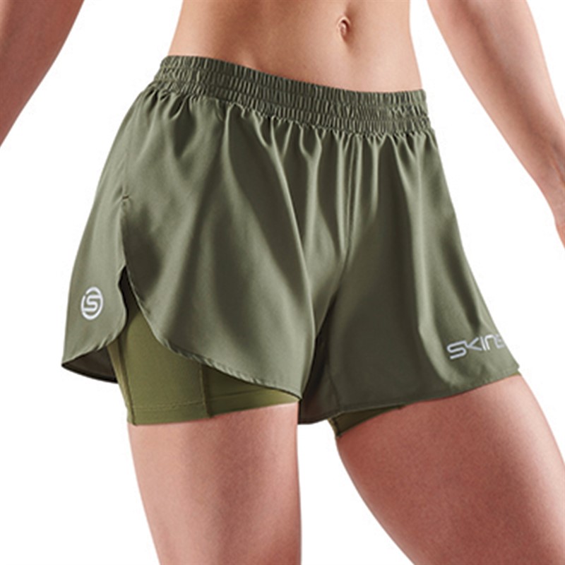 SKINS Womens Series-3 X-fit 2 In 1 Shorts Khaki