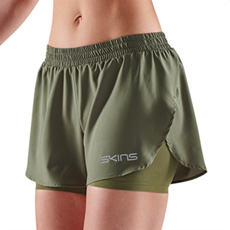 SKINS Womens Series-3 X-fit 2 In 1 Shorts Khaki