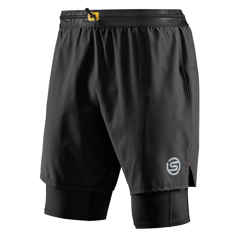 SKINS Mens Series-3 Compression Superpose 2-In-1 Half Tight Shorts Black