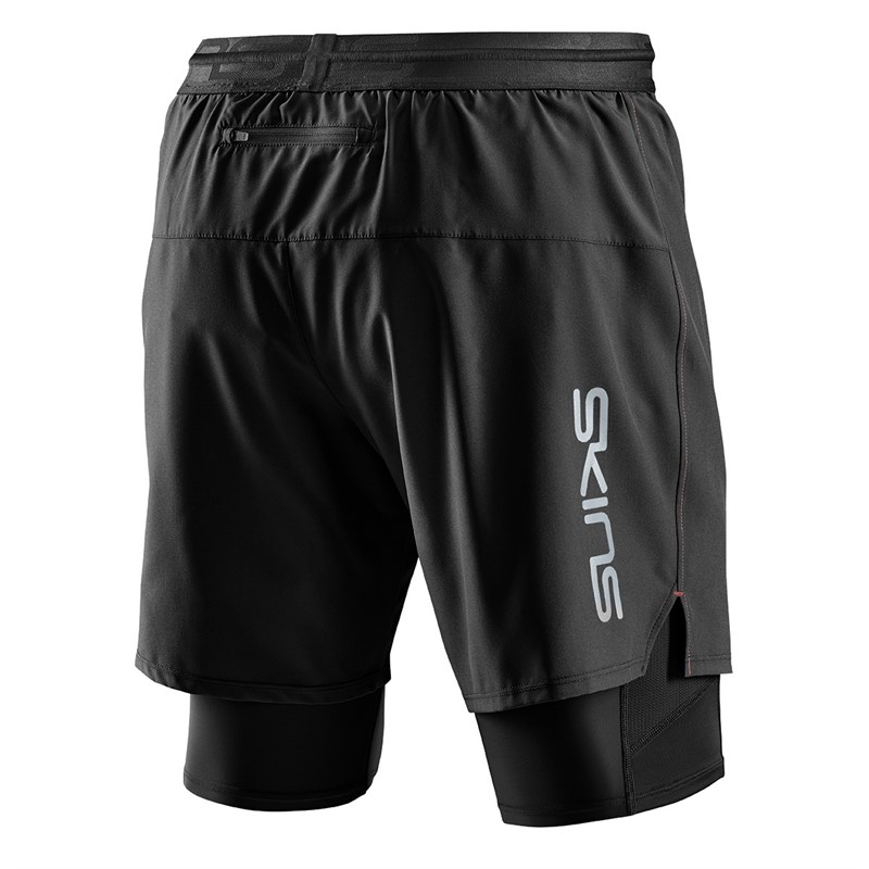 SKINS Mens Series-3 Compression Superpose 2-In-1 Half Tight Shorts Black