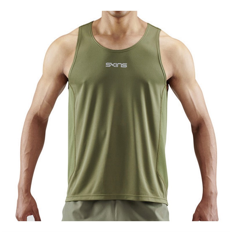 SKINS Mens Series-3 Running Vest Khaki