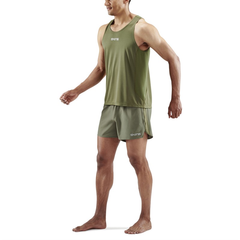 SKINS Mens Series-3 Running Vest Khaki