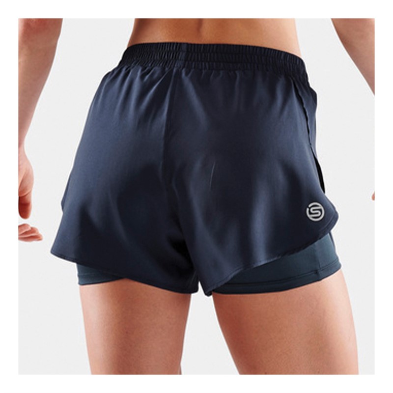 SKINS Womens Series-3 X-Fit 2-In-1 Shorts Navy Blue