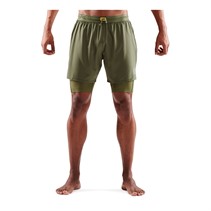 SKINS Mens Series-3 Compression Superpose 2-In-1 Half Tight Shorts Khaki