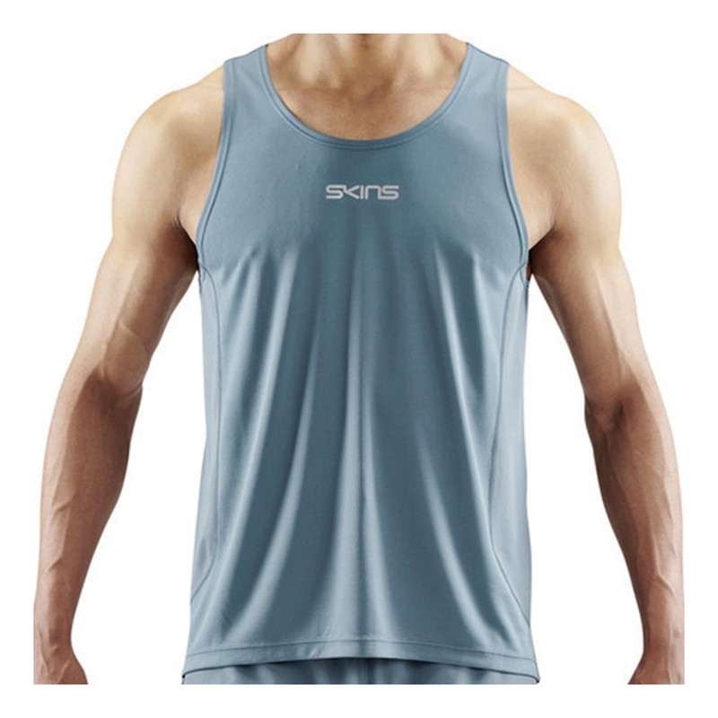 SKINS Mens Series-3 Running Vest Blue/Grey