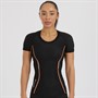 Skins Womens Pacer Compression Short Sleeve Top Black/Fusion Coral