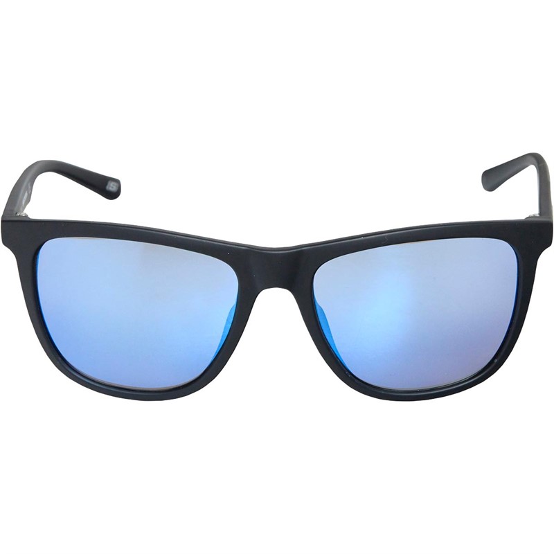 SKECHERS Mens Injected Sunglasses Matte Black/Blue Mirror