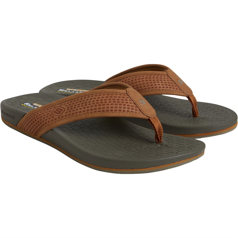 Buy SKECHERS Mens Pelem Emiro Flip Flops Tan