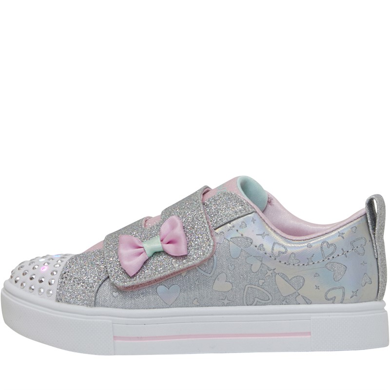 SKECHERS Infant Girls Twinkle Sparks Heather Trainers Grey/Silver