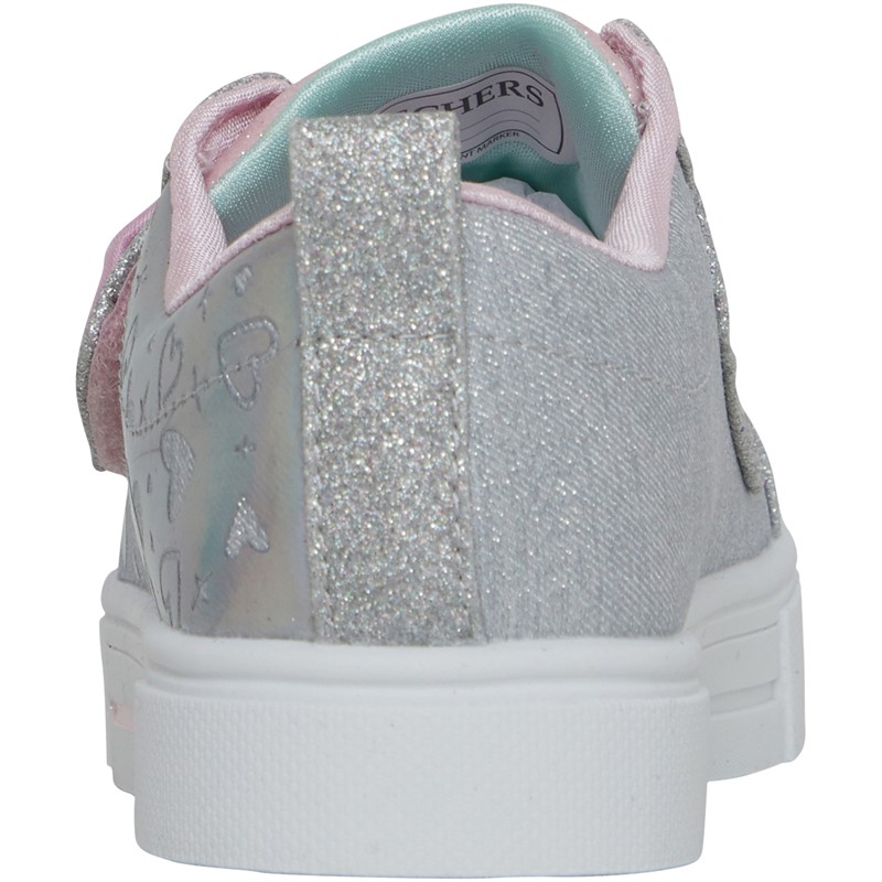 SKECHERS Infant Girls Twinkle Sparks Heather Trainers Grey/Silver