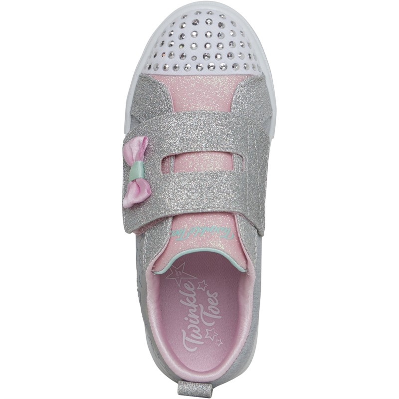 SKECHERS Infant Girls Twinkle Sparks Heather Trainers Grey/Silver