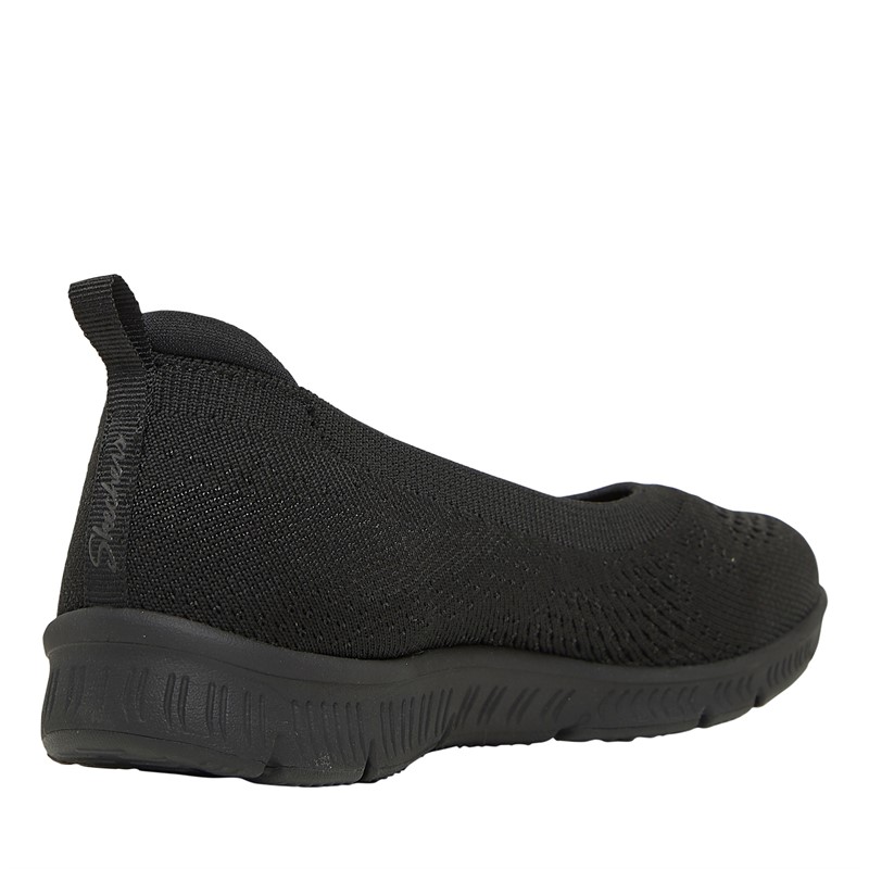 Skechers flat black shoes online