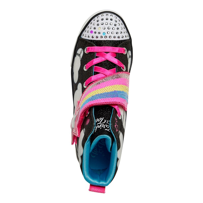 SKECHERS Girls Twinkle Sparks Wing Charm Hi-Top Trainers Black Synthetic/Multi Trim