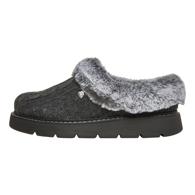 SKECHERS Womens Keepsakes Lite Warm Greetings Slippers Charcoal