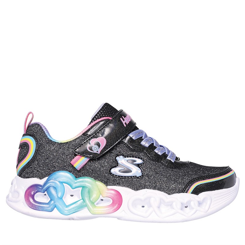 SKECHERS Basket Fille Infinie Coeur Lumières Noir Multicolore