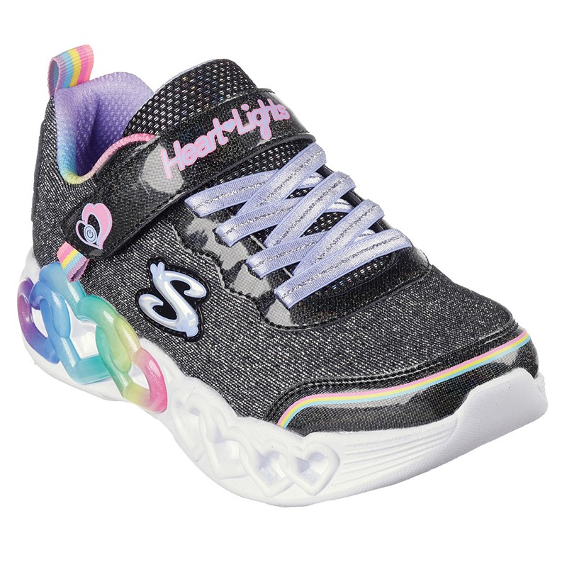 SKECHERS Basket Fille Infinie Coeur Lumières Noir Multicolore