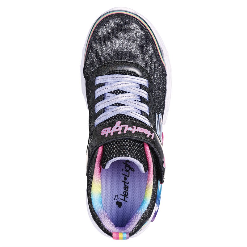 SKECHERS Basket Fille Infinie Coeur Lumières Noir Multicolore