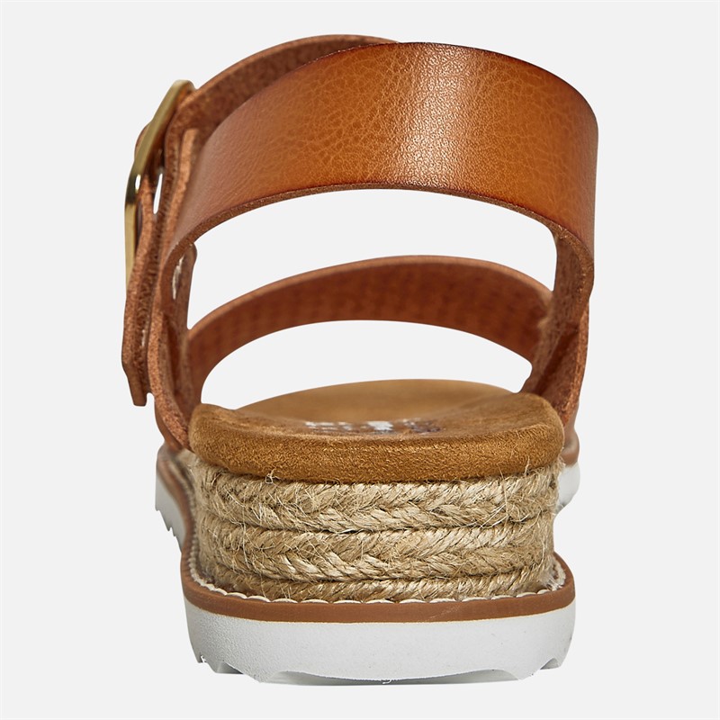 SKECHERS Womens Bobs Desert Kiss Sunny Flair Wedge Sandals Luggage Brown