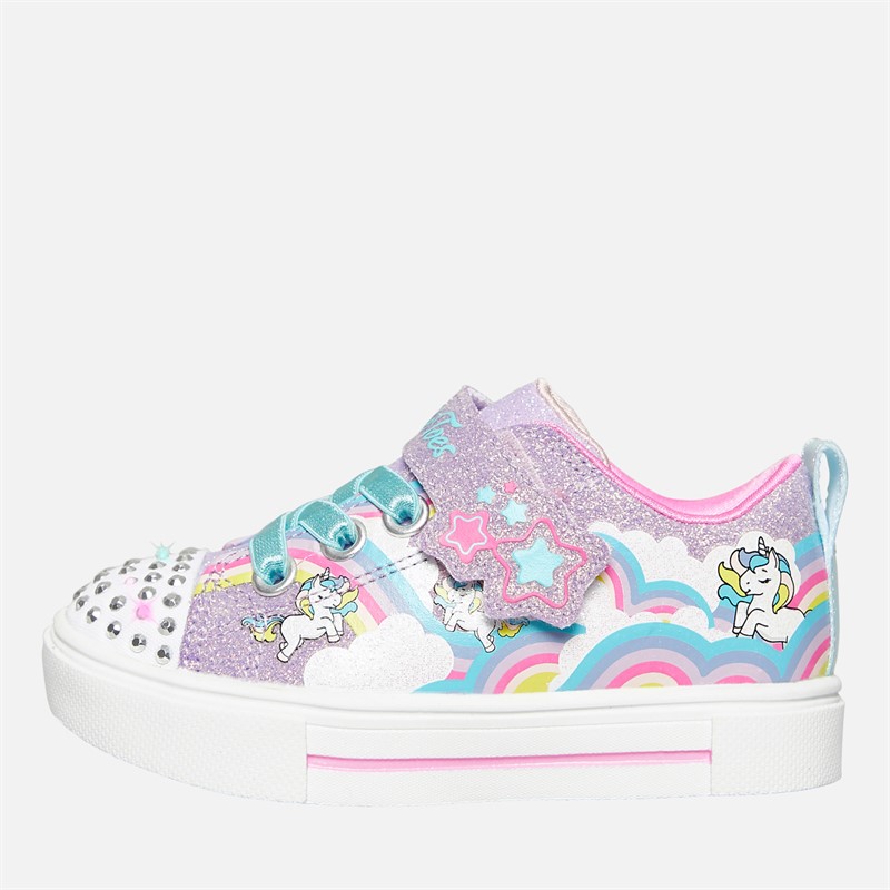 SKECHERS Infant Girls Twinkle Sparks Jumping Clouds Trainers Lavendar/Metallic